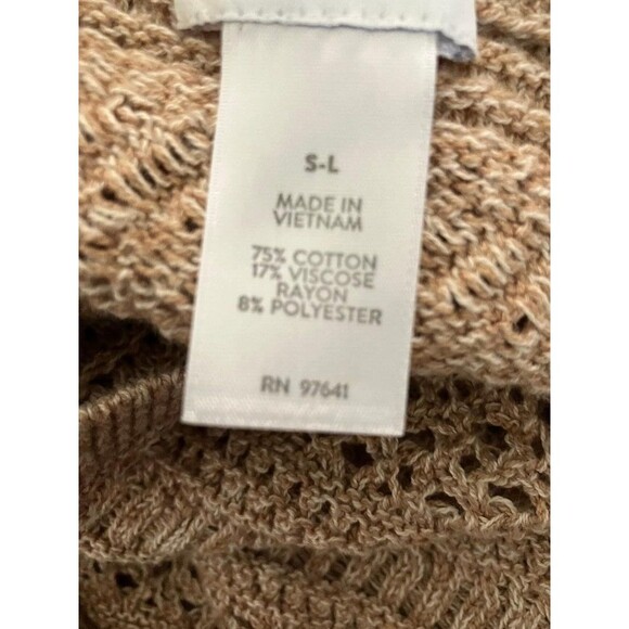 J Jill Sweater One Size Small to Large Brown Open Stitch Knit Pullover Poncho - Picture 5 of 7